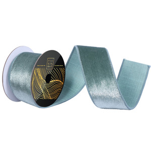 Vickerman QK259240 - Frosty Mint Velvet Wired Decorative Ribbon - 2.5" x 10 Yards