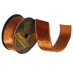 Vickerman QK259276 - Mocha Velvet Wired Decorative Ribbon - 2.5" x 10 Yards