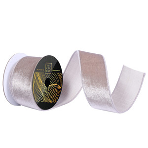 Vickerman QK259287 - Pewter Velvet Wired Decorative Ribbon - 2.5" x 10 Yards 