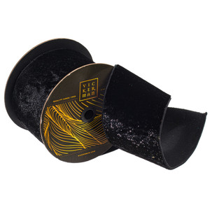 Vickerman QK259317 - Black Velvet Wired Decorative Ribbon - 4" x 10 Yards 