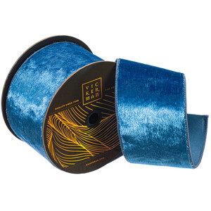 Vickerman QK259329 - Periwinkle Velvet Wired Decorative Ribbon - 4" x 10 Yards