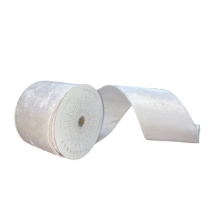 Vickerman QTX17765 - White Velvet Wired Decorative Ribbon - 4" x 10 Yards