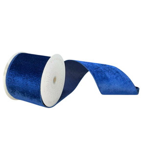 Vickerman QTX17815 - Midnight Blue Velvet Wired Decorative Ribbon - 4" x 10 Yards