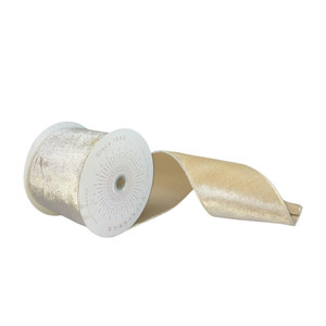 Vickerman QTX17835 - Champagne Velvet Wired Decorative Ribbon - 4" x 10 Yards 