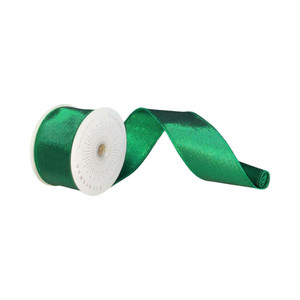 Vickerman QTX24024 - Green Metallic Wired Decorative Ribbon - 2.5" x 10 Yards