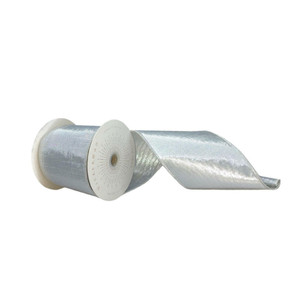 Vickerman QTX24035 - Silver Metallic Wired Decorative Ribbon - 4" x 10 Yards