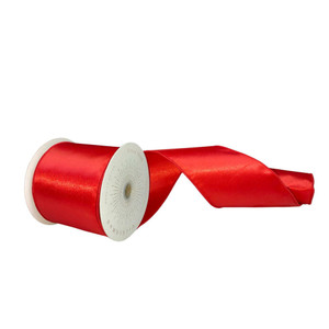 Vickerman QTX241103 - Red Shiny Wired Decorative Ribbon - 4" x 10 Yards
