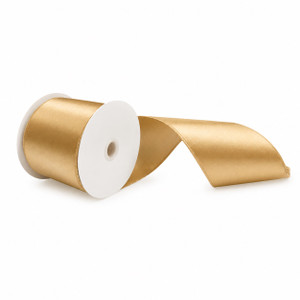 Vickerman QTX241108 - Gold Shiny Wired Decorative Ribbon - 4" x 10 Yards 