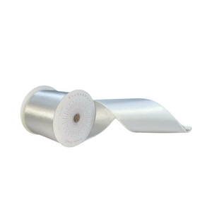 Vickerman QTX241111 - White Shiny Wired Decorative Ribbon - 4" x 10 Yards