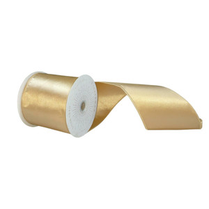 Vickerman QTX241138 - Champagne Shiny Wired Decorative Ribbon - 4" x 10 Yards