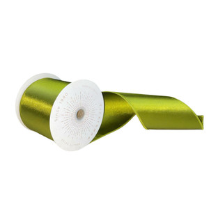 Vickerman QTX241164 - Moss / Green Shiny Wired Decorative Ribbon - 4" x 10 Yards 