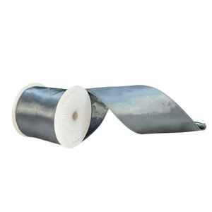 Vickerman QTX241187 - Pewter Shiny Wired Decorative Ribbon - 4" x 10 Yards 