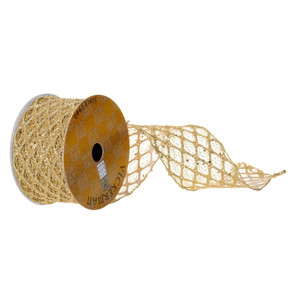 Vickerman QY230135 - Gold Sequin Wired Decorative Ribbon - 2.5" x 10 Yards