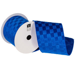 Vickerman QY240540 - Blue Velvet Wired Decorative Ribbon - 4" x 10 Yards