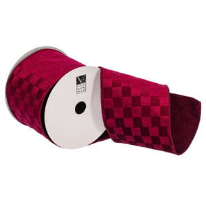 Vickerman QY240550 - Burgundy Velvet Wired Decorative Ribbon - 4" x 10 Yards