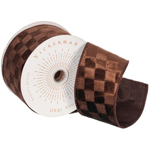 Vickerman QY240565 - Brown Velvet Wired Decorative Ribbon - 2.5" x 10 Yards