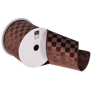 Vickerman QY240570 - Brown Velvet Wired Decorative Ribbon - 4" x 10 Yards