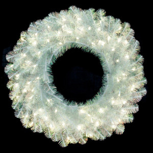 Vickerman G235737LED - 36" White Iridescent Wreath with Warm White LED Lights