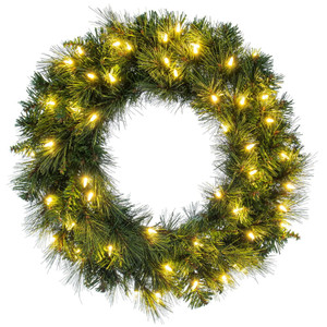 Vickerman K201425LED - 24" Brighton Pine Wreath with Warm White LED Lights