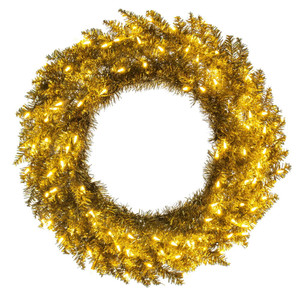 Vickerman K235537LED - 36" Gold Fir Wreath with Warm White LED Lights 