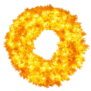 Vickerman K237231LED - 30" Flocked Yellow Wreath with Yellow LED Lights