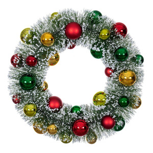 Vickerman LS203419 - 18" Frosted Green Wreath Red/Green/Gold