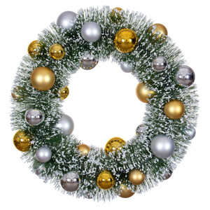 Vickerman LS203619 - 18" Frosted Green Wreath Silver/Gold