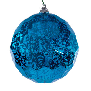 Vickerman MC240112 - 4.75 inch Turquoise Honeycomb Mercury Christmas Ornament - 4 Pack