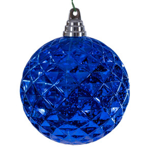 Vickerman MC240302 - 4.75 inch Blue Diamond Mercury Christmas Ornament - 4 Pack 