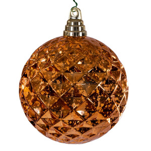Vickerman MC240318 - 4.75 inch Burnish Orange Diamond Christmas Ornament - 4 Pack