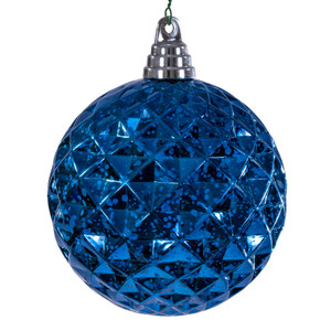 Vickerman MC240331 - 4.75 inch Midnight Blue Diamond Mercury Christmas Ornament - 4 Pack