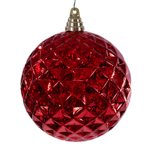 Vickerman MC240403 - 6 inch Red Diamond Mercury Christmas Ornament - 2 Pack 
