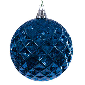 Vickerman MC240431 - 6 inch Midnight Blue Diamond Mercur Christmas Ornament - 2 Pack