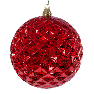 Vickerman MC240503 - 8 inch Red Diamond Mercury Christmas Ornament 