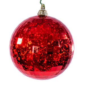 Vickerman MC240603 - 4 inch Red Mirror Mercury Christmas Ornament - 6 Pack