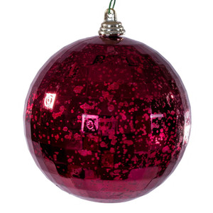 Vickerman MC240665 - 4 inch Burgundy Mirror Mercury Christmas Ornament - 6 Pack