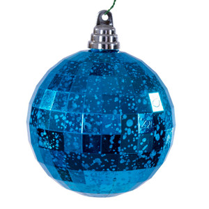 Vickerman MC240712 - 4.75 inch Turquoise Mirror Mercury Christmas Ornament - 4 Pack 
