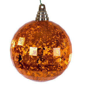 Vickerman MC240718 - 4.75 inch Burnish Orange Mirror Mercury Christmas Ornament - 4 Pack