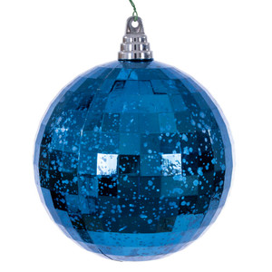 Vickerman MC240831 - 6 inch Midnight Blue Mirror Mercury Christmas Ornament - 2 Pack