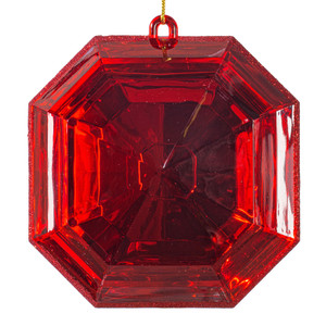 Vickerman MT232803 - 6 inch Red Square Jewel Glitter Christmas Ornament - 2 Pack 