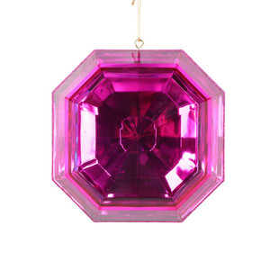 Vickerman MT232879 - 6 inch Pink Square Jewel Glitter Christmas Ornament - 2 Pack