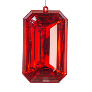 Vickerman MT233003 - 8 inch Red Rectangle Jewel Glitter Christmas Ornament - 2 Pack