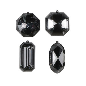 Vickerman MT233217 - 4 inch to 5 inch Black Jewel Glitter Assorted Christmas Ornament - 4 Pack 