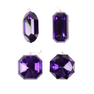 Vickerman MT233266 - 4 inch to 5 inch Purple Jewel Glitter Assorted Christmas Ornament - 4 Pack 