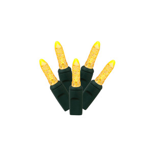 Vickerman X4G5507PBG - 17 ft Yellow LED M5 Christmas Light String - 50 Lights - Green Wire