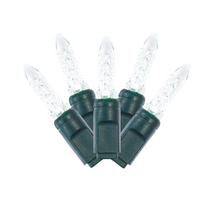 Vickerman X4G5509PBG - 17 ft Pure White LED M5 Christmas Light String - 50 Lights - Green Wire 