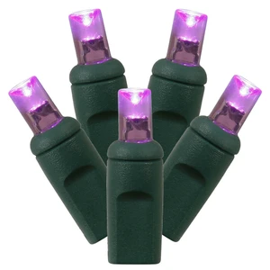 Vickerman X4G6706PBG - 24 ft Purple LED Christmas Light String - 70 Lights - Green Wire