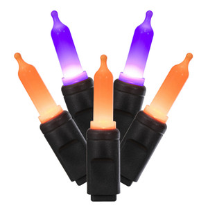 Vickerman X4K7556F - 16 ft Orange Purple LED Christmas Light String - 50 Lights - Black Wire 
