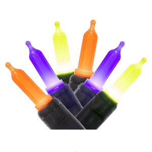 Vickerman X4K7558F - 16 ft Orange Purple Lime LED Christmas Light String - 50 Lights 