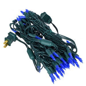 Vickerman X6G7562PBG - 25 ft Frosted Blue LED Christmas Light String - 50 Lights - Green Wire